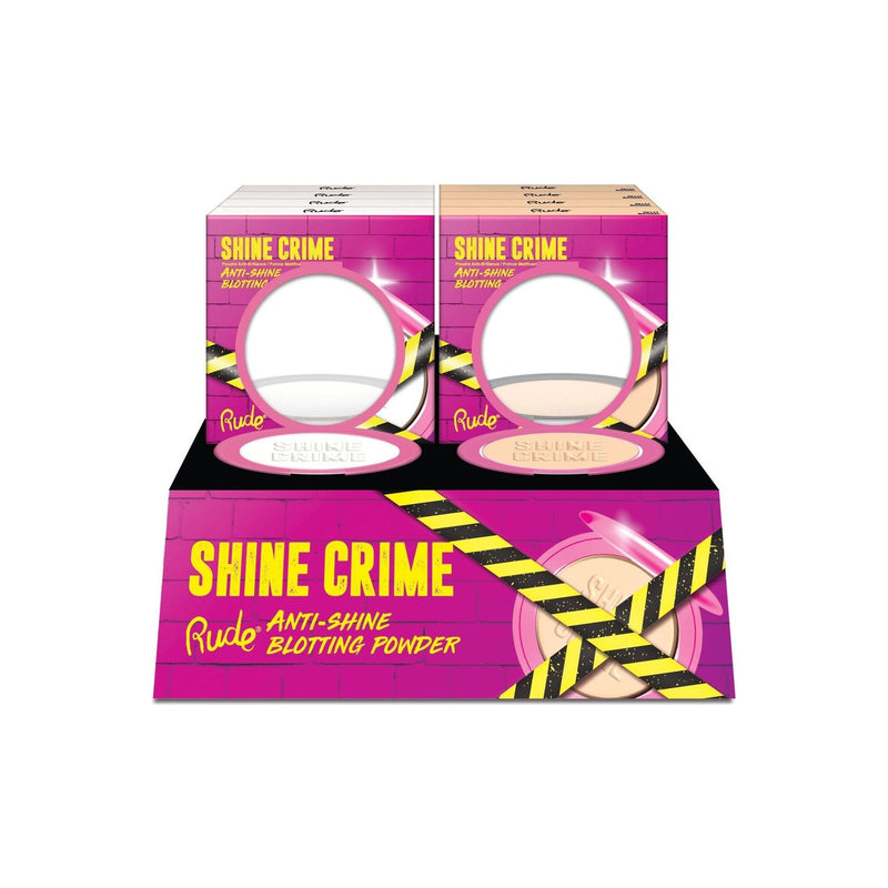 Rude Cosmetics Shine Crime Blotting Powder Display Set, 24pcs Wholesale Set