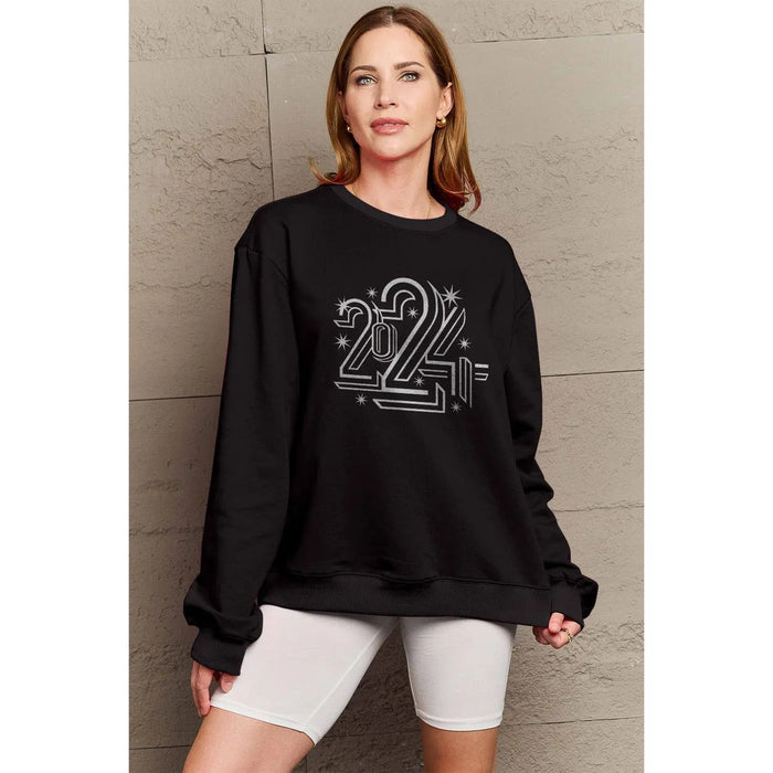 Simply Love 2024 Round Neck Dropped Shoulder Sweatshirt