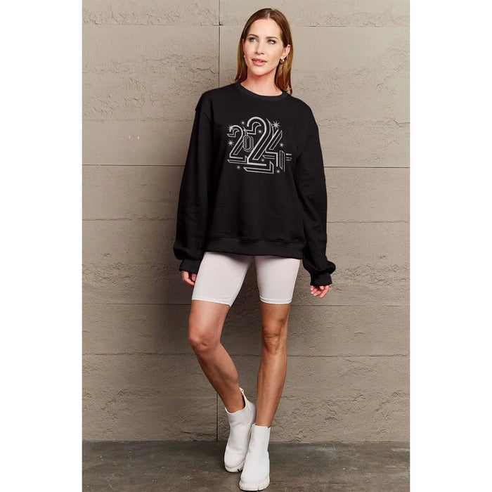 Simply Love 2024 Round Neck Dropped Shoulder Sweatshirt