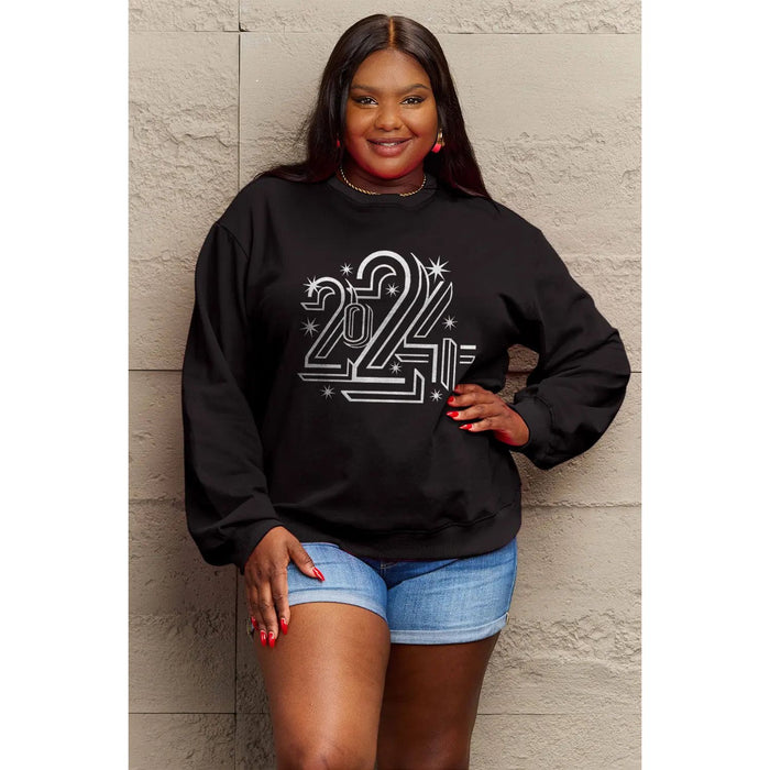 Simply Love 2024 Round Neck Dropped Shoulder Sweatshirt