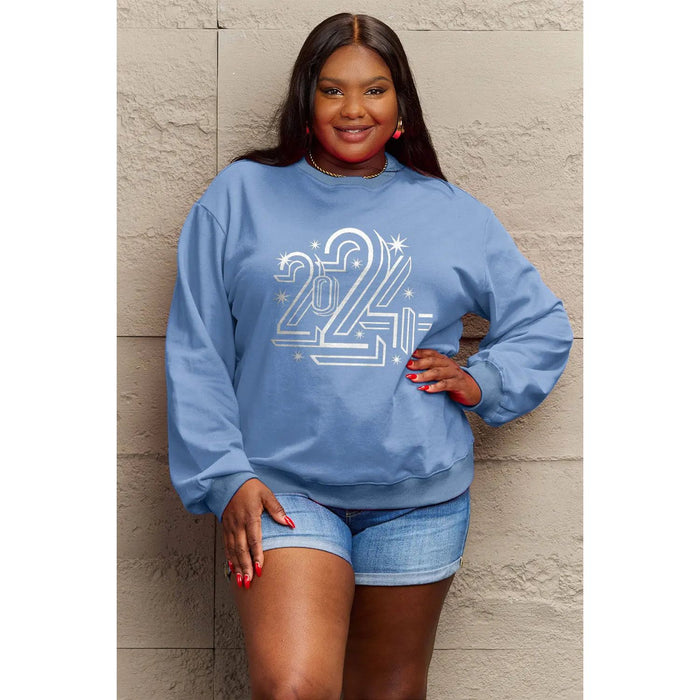 Simply Love 2024 Round Neck Dropped Shoulder Sweatshirt