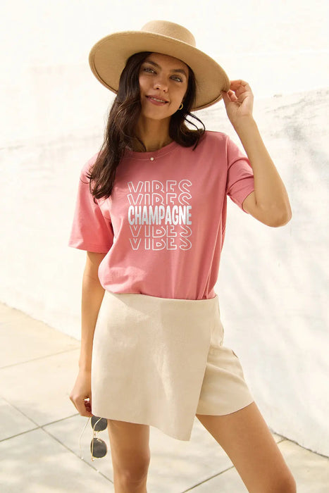 Simply Love CHAMPAGNE VIBES Short Sleeve T-Shirt