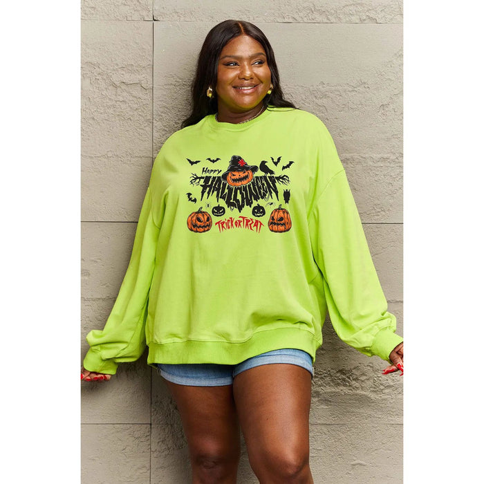 Simply Love HAPPY HALLOWEEN TRICK OR TREAT Graphic Sweatshirt