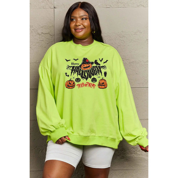 Simply Love HAPPY HALLOWEEN TRICK OR TREAT Graphic Sweatshirt