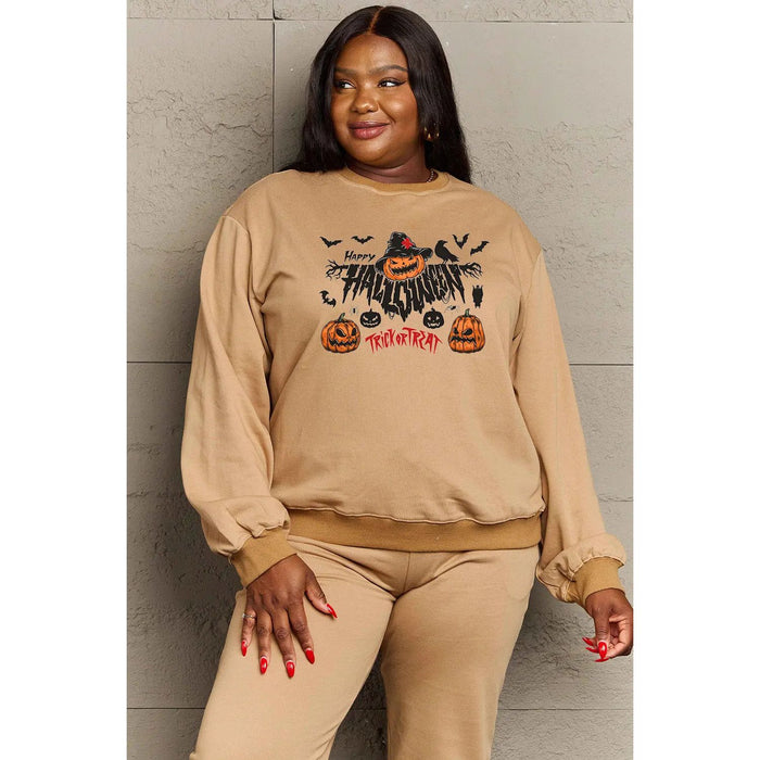 Simply Love HAPPY HALLOWEEN TRICK OR TREAT Graphic Sweatshirt