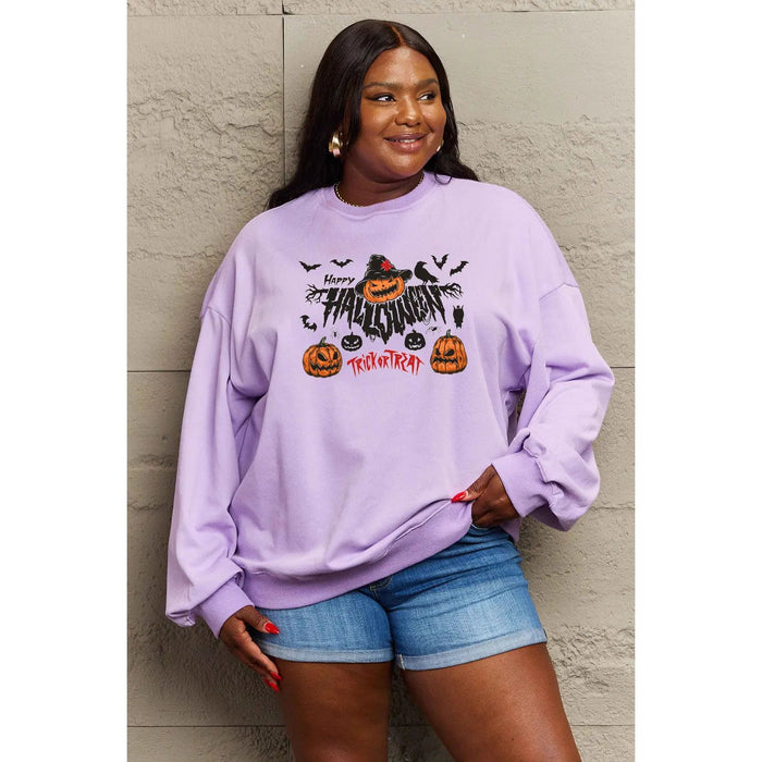 Simply Love HAPPY HALLOWEEN TRICK OR TREAT Graphic Sweatshirt