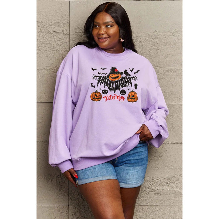 Simply Love HAPPY HALLOWEEN TRICK OR TREAT Graphic Sweatshirt