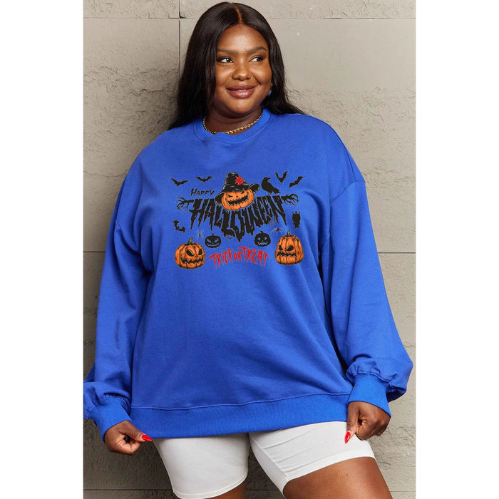 Simply Love HAPPY HALLOWEEN TRICK OR TREAT Graphic Sweatshirt