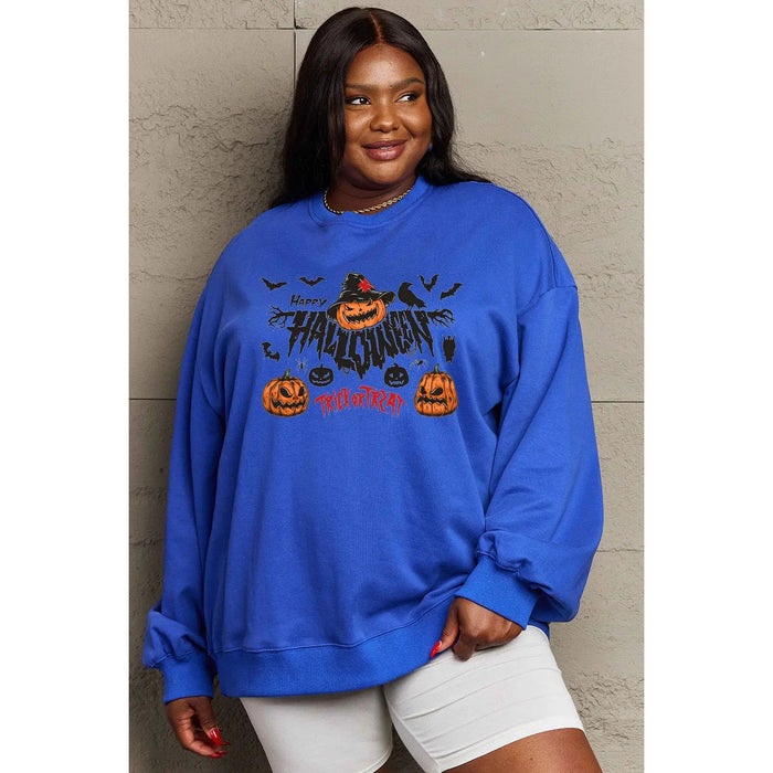 Simply Love HAPPY HALLOWEEN TRICK OR TREAT Graphic Sweatshirt