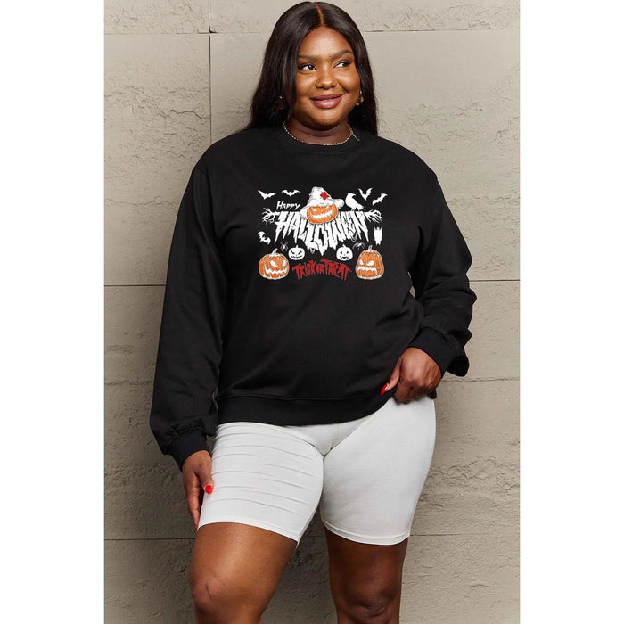 Simply Love HAPPY HALLOWEEN TRICK OR TREAT Graphic Sweatshirt