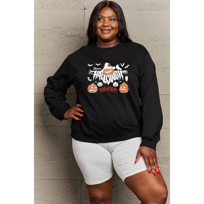 Simply Love HAPPY HALLOWEEN TRICK OR TREAT Graphic Sweatshirt