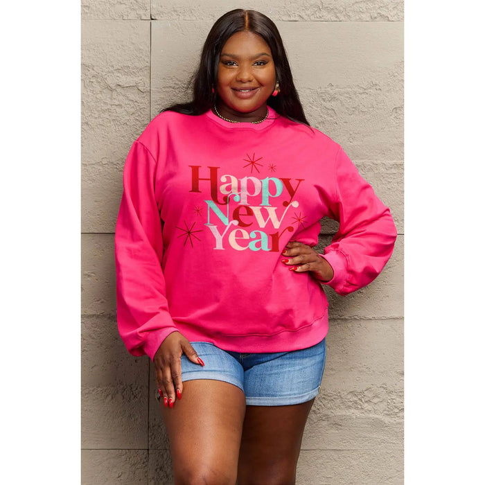 Simply Love HAPPY NEW YEAR Round Neck Sweatshirt