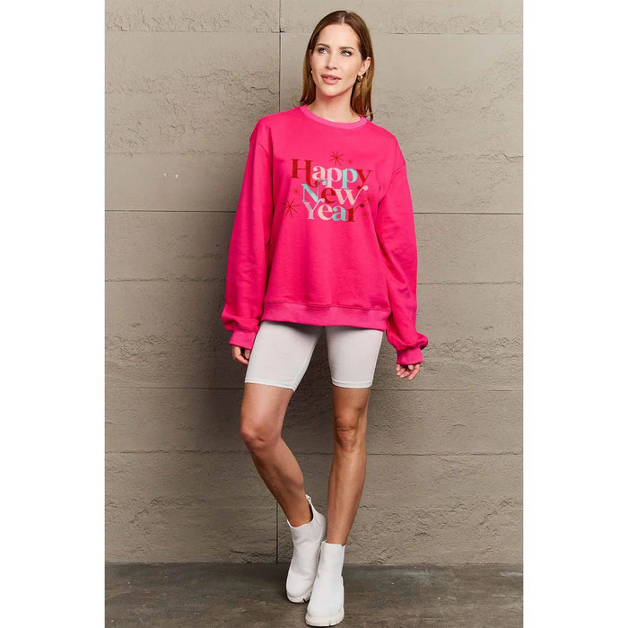 Simply Love HAPPY NEW YEAR Round Neck Sweatshirt