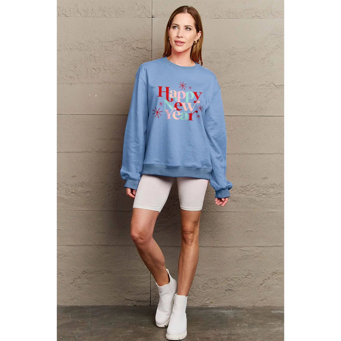 Simply Love HAPPY NEW YEAR Round Neck Sweatshirt