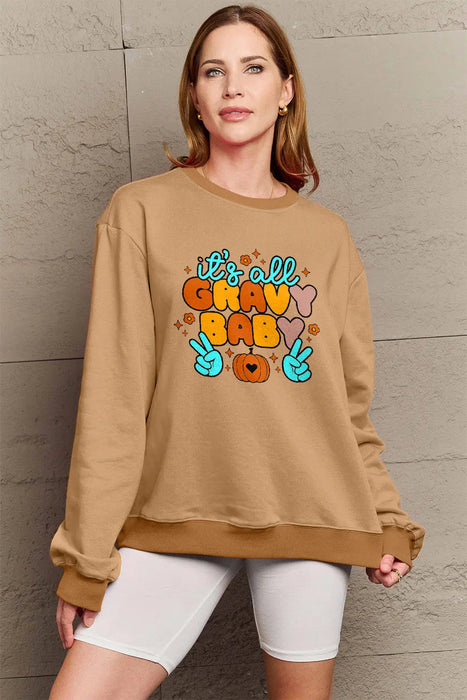 Simply Love IT'S ALL GRAVY BABY Long Sleeve Sweatshirt