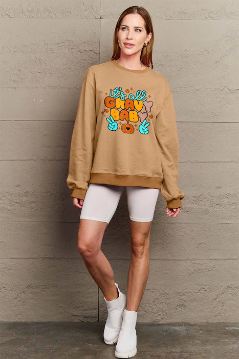 Simply Love IT'S ALL GRAVY BABY Long Sleeve Sweatshirt