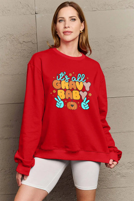 Simply Love IT'S ALL GRAVY BABY Long Sleeve Sweatshirt