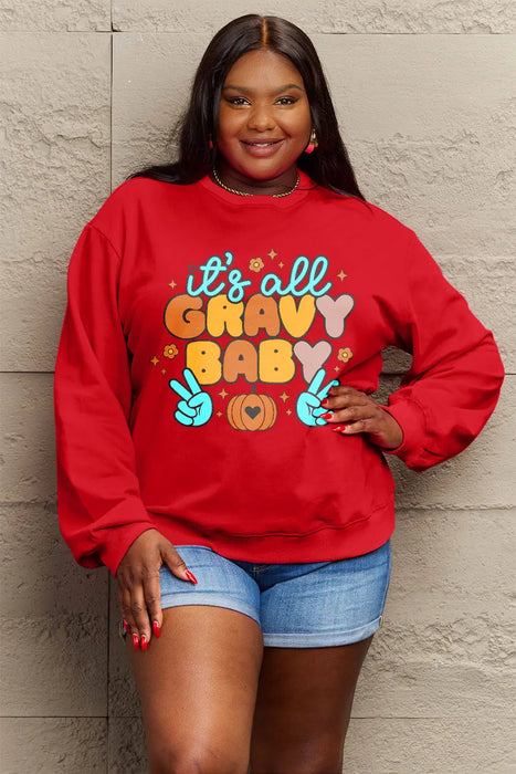 Simply Love IT'S ALL GRAVY BABY Long Sleeve Sweatshirt