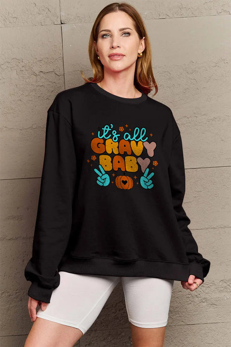 Simply Love IT'S ALL GRAVY BABY Long Sleeve Sweatshirt