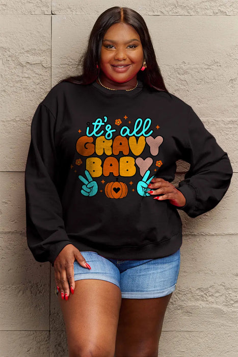 Simply Love IT'S ALL GRAVY BABY Long Sleeve Sweatshirt