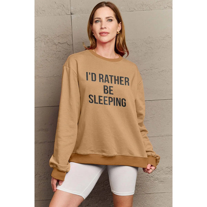 Simply Love I'D RATHER BE SLEEPING Round Neck Sweatshirt