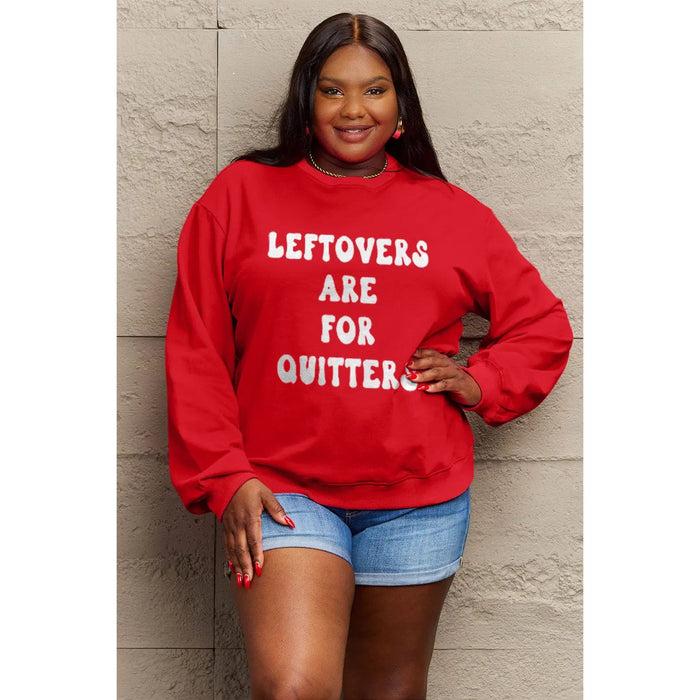 Simply Love LEFTOVERS ARE FOR QUITTERS Graphic Sweatshirt