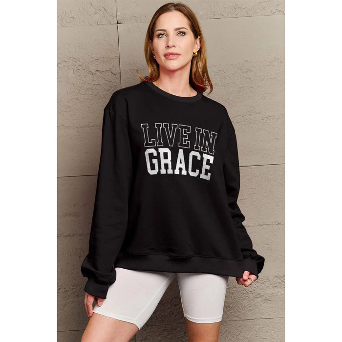 Simply Love LIVE IN GRACE Graphic Sweatshirt