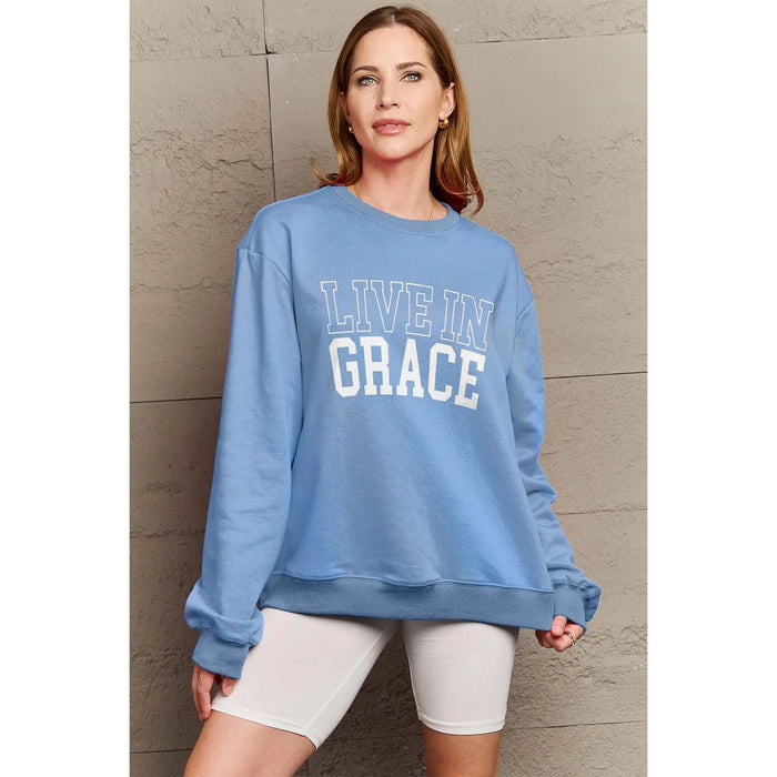 Simply Love LIVE IN GRACE Graphic Sweatshirt