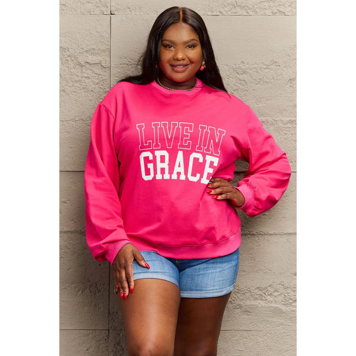 Simply Love LIVE IN GRACE Graphic Sweatshirt