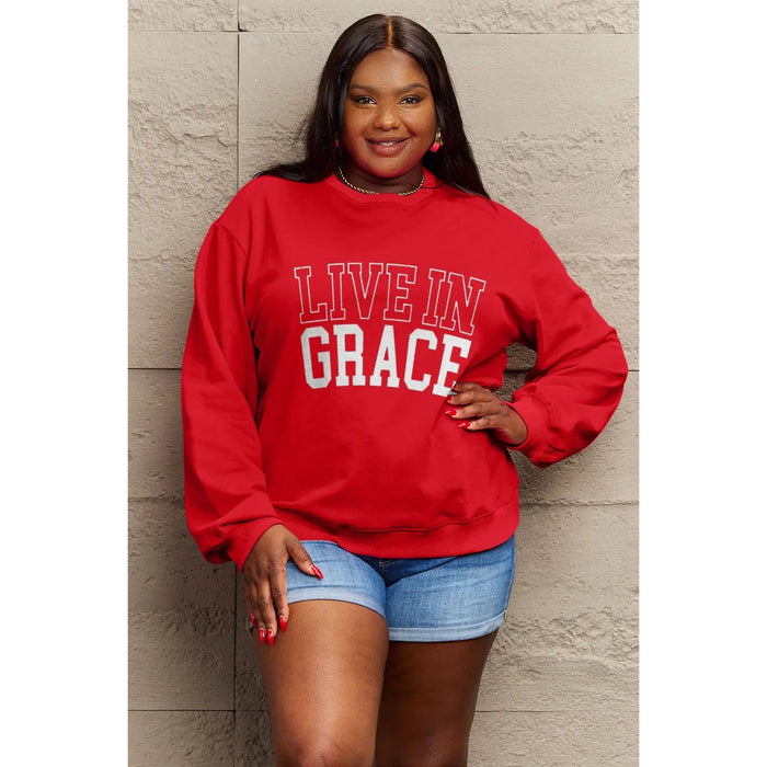 Simply Love LIVE IN GRACE Graphic Sweatshirt