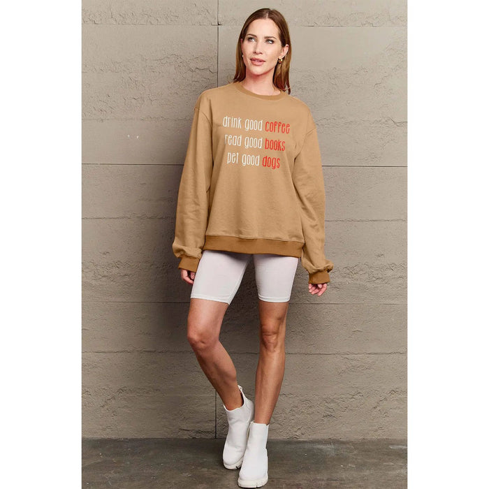 Simply Love Letter Graphic Round Neck Sweatshirt