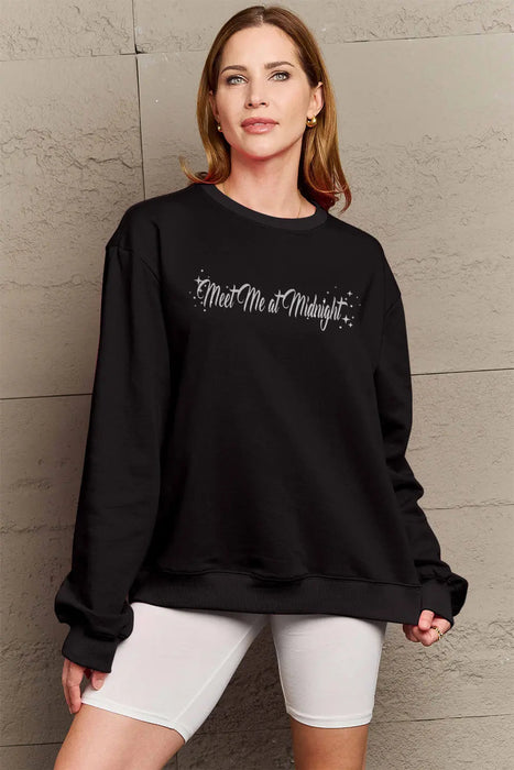 Simply Love MEET ME AT MIDNIGHT Graphic Round Neck Sweatshirt