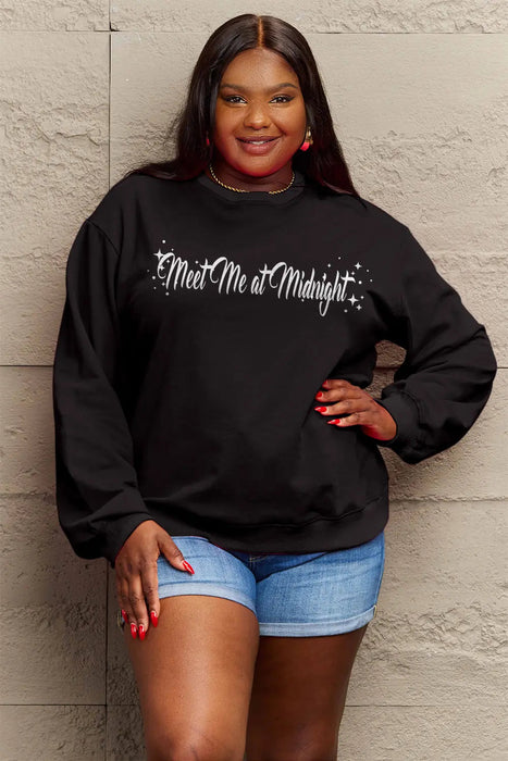 Simply Love MEET ME AT MIDNIGHT Graphic Round Neck Sweatshirt