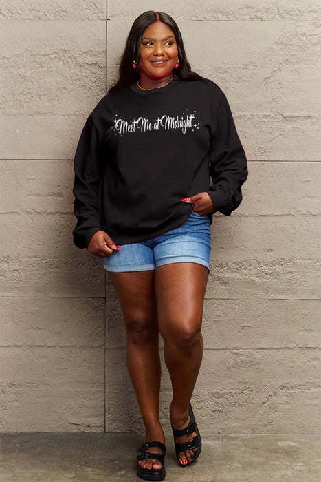 Simply Love MEET ME AT MIDNIGHT Graphic Round Neck Sweatshirt