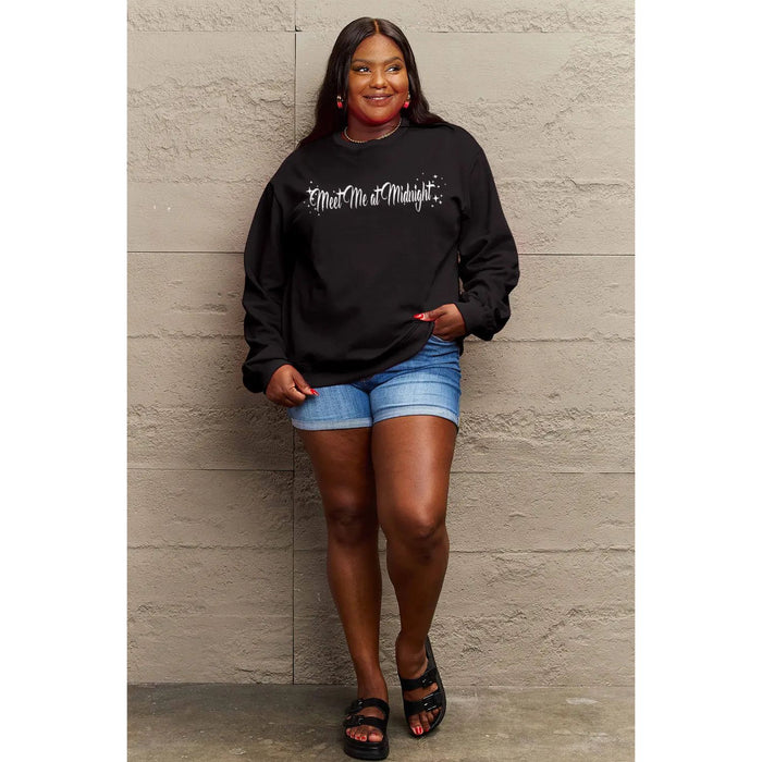 Simply Love MEET ME AT MIDNIGHT Graphic Round Neck Sweatshirt