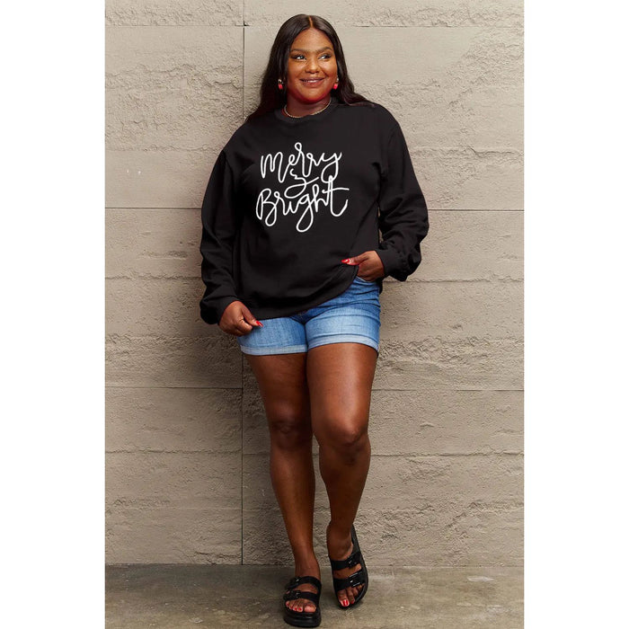 Simply Love MERRY AND BRIGHT Graphic Sweatshirt