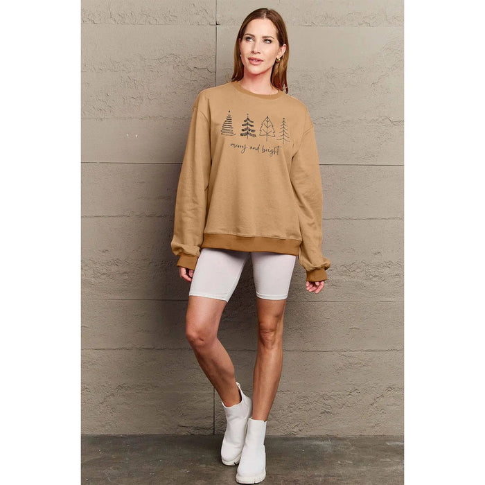 Simply Love MERRY AND BRIGHT Graphic Sweatshirt