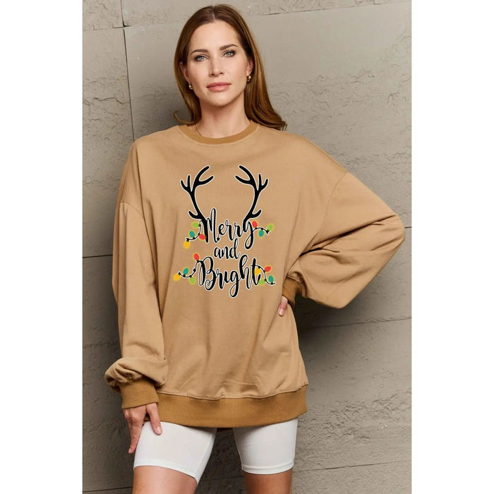 Simply Love MERRY AND BRIGHT Graphic Sweatshirt