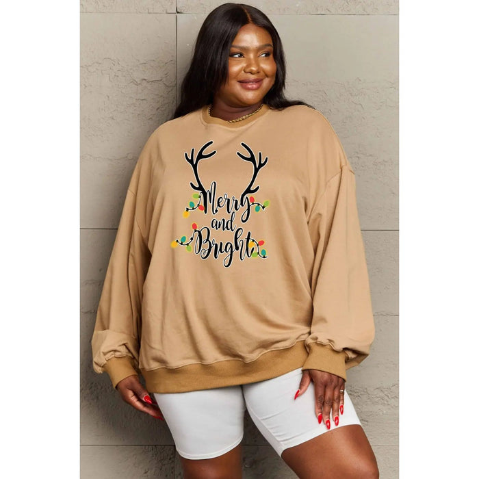 Simply Love MERRY AND BRIGHT Graphic Sweatshirt