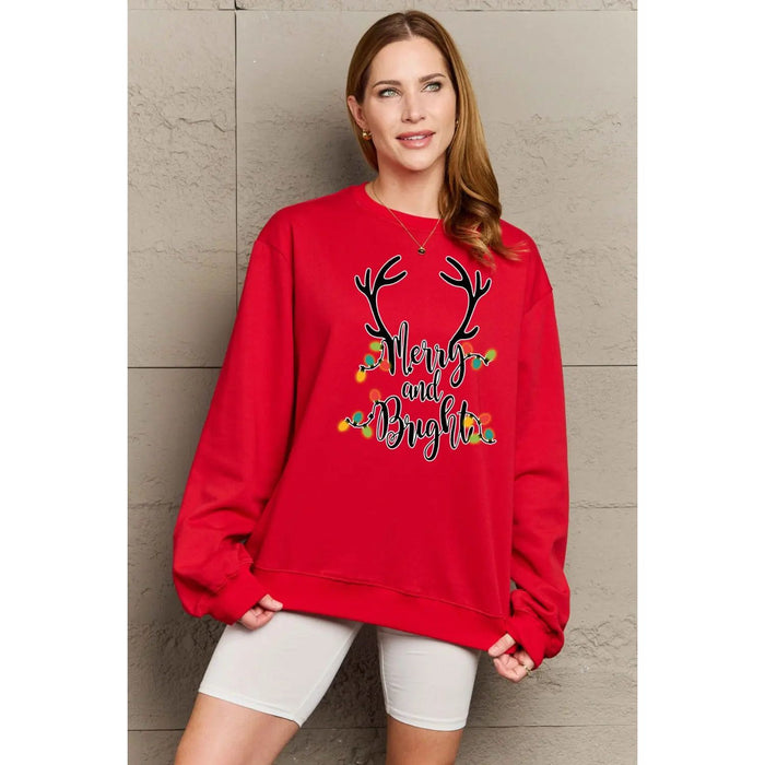 Simply Love MERRY AND BRIGHT Graphic Sweatshirt