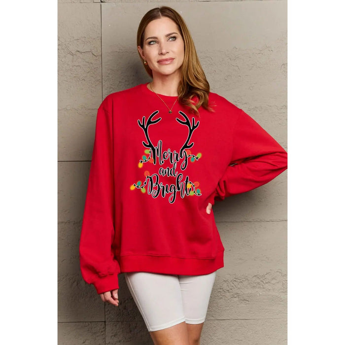 Simply Love MERRY AND BRIGHT Graphic Sweatshirt