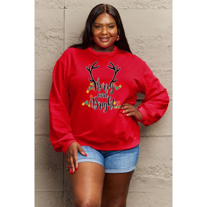 Simply Love MERRY AND BRIGHT Graphic Sweatshirt