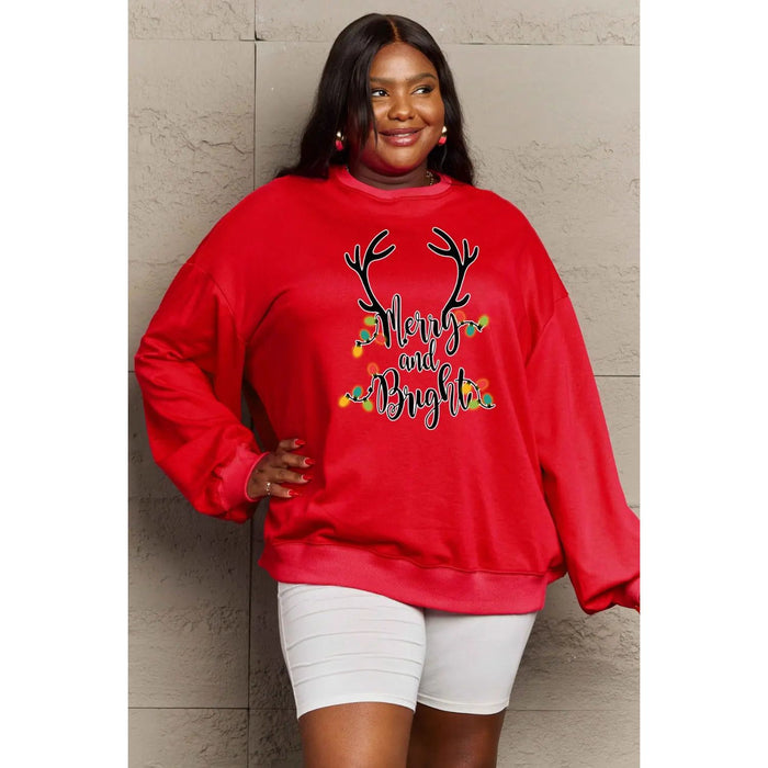 Simply Love MERRY AND BRIGHT Graphic Sweatshirt