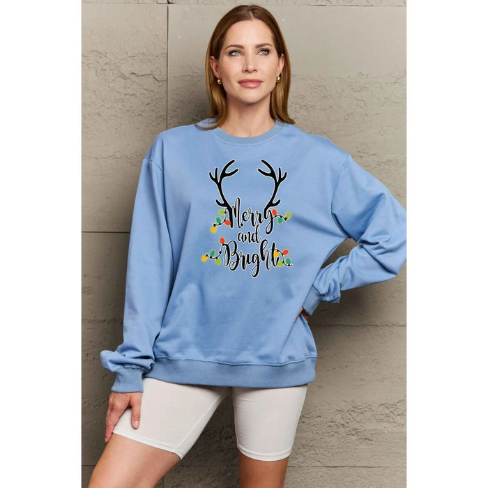 Simply Love MERRY AND BRIGHT Graphic Sweatshirt