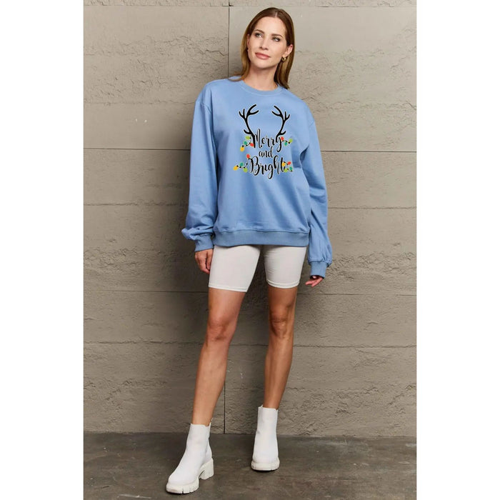 Simply Love MERRY AND BRIGHT Graphic Sweatshirt