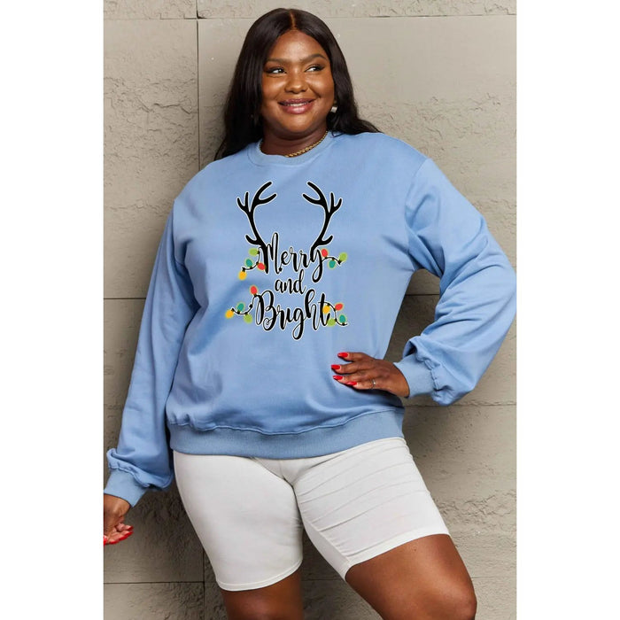 Simply Love MERRY AND BRIGHT Graphic Sweatshirt