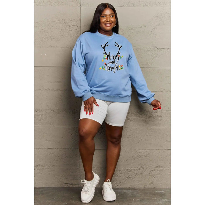 Simply Love MERRY AND BRIGHT Graphic Sweatshirt