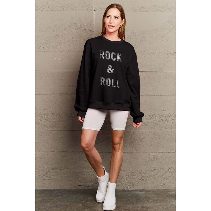 Simply Love ROCK & ROLL Round Neck Sweatshirt