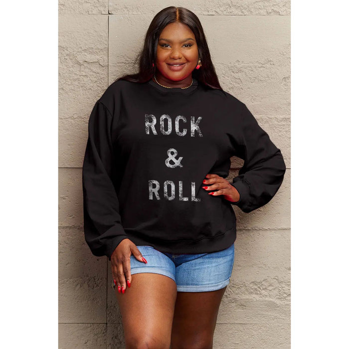 Simply Love ROCK & ROLL Round Neck Sweatshirt