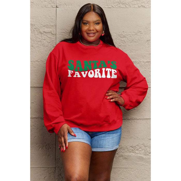 Simply Love SANTA'S FAVORITE Round Neck Sweatshirt